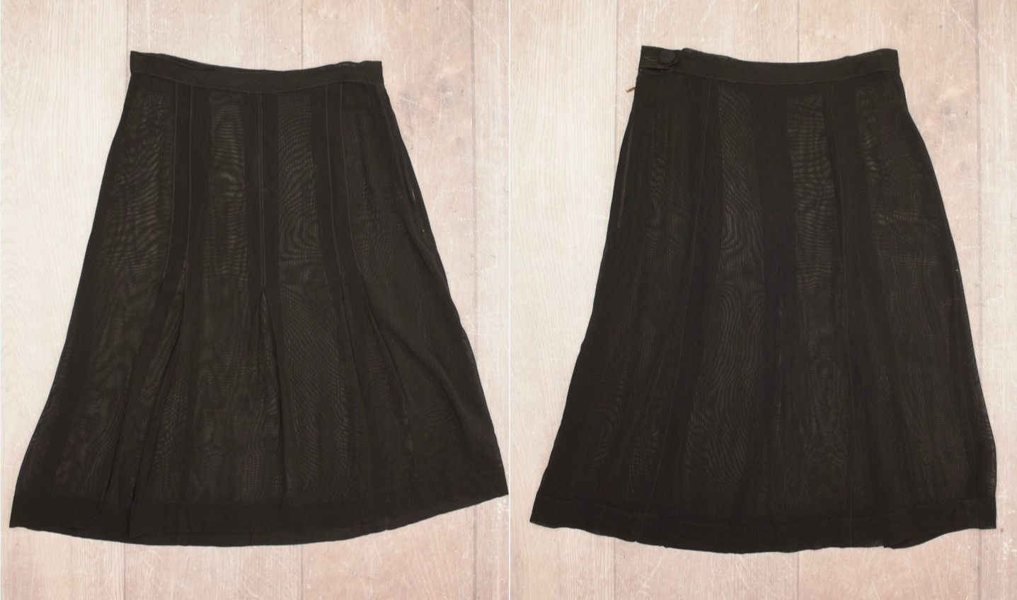VTG Women’s 30s 2 Pc Black & Cream Trim Sheer Dress Set Sz S 1930s Dress Suit