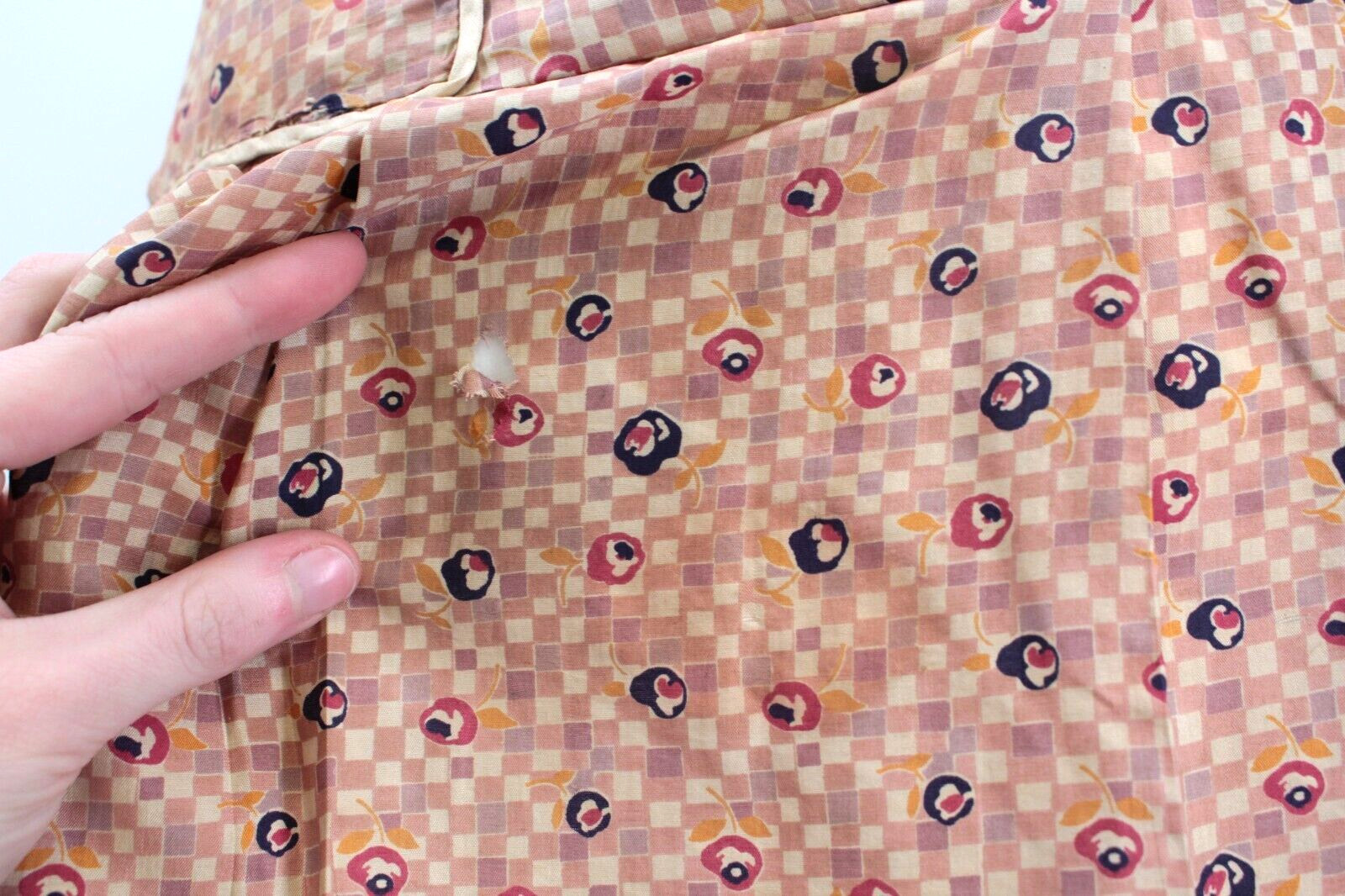 VTG Women’s 20s Tan & Peach Silk Drop Waist Dress W/ Floral Print 1920s Sz S/M