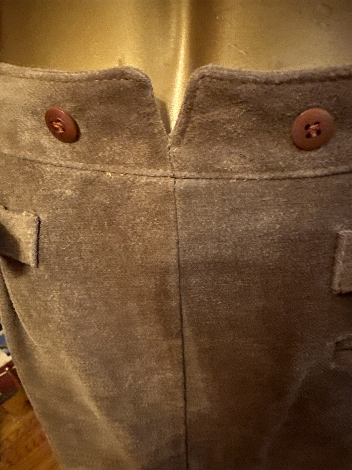 Ralph Lauren Country Brown Long Suede Western Skirt 12 Pockets 4 Pockets