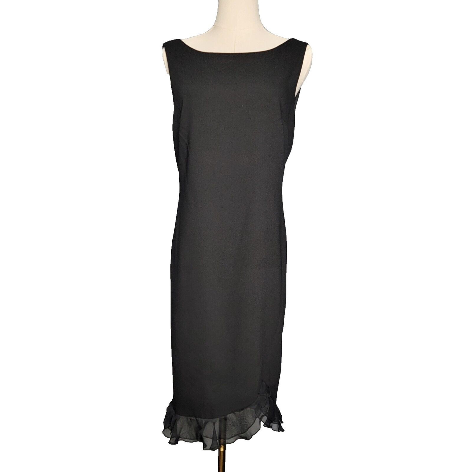 Vtg Donna Ricco Dress Med NY Little Black LBD Med Ruffle Hem Knee Length