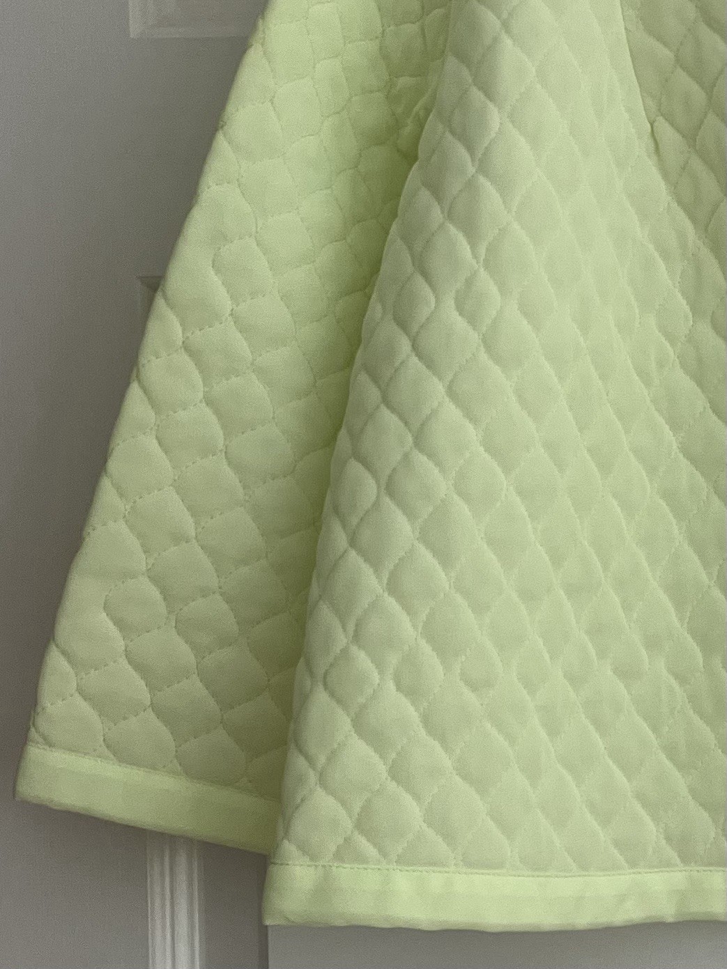 Vintage 60s Deena of California Lime Green Quilted Lace Trim Bed Jacket Robe! L