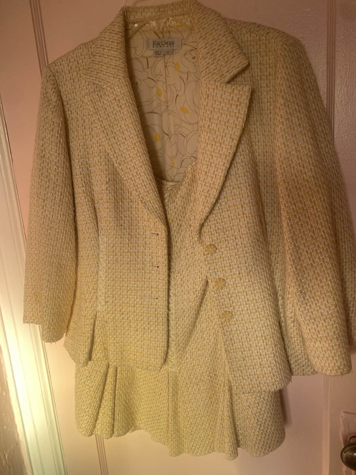 Vintage Kay Unger NY Skirt Suit Women Sz 12 Cotton Blend