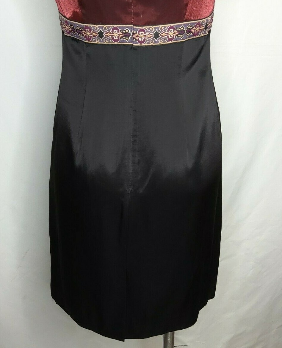 Vintage Taurus II Shimmery Rose Black Empire Waist Lined Dress Size 8 Petite
