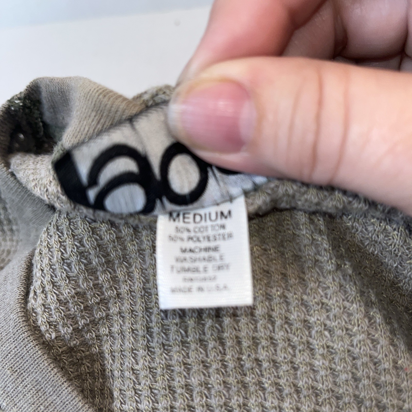 Gap Waffle/Thermal Shirt Olive Medium Long Sleeve V Neck, Vintage 1980