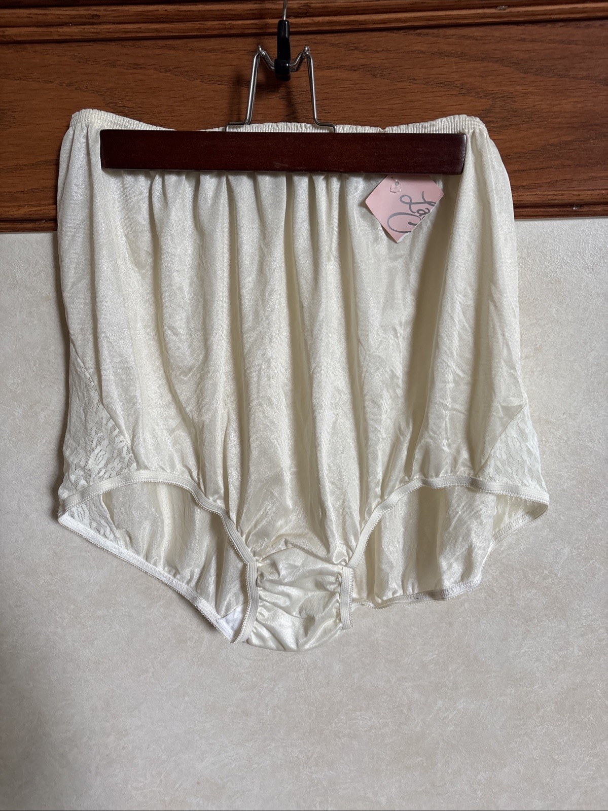 NWT Vintage Lady Camille Full Brief Granny Panties Shiny 100% Nylon lace