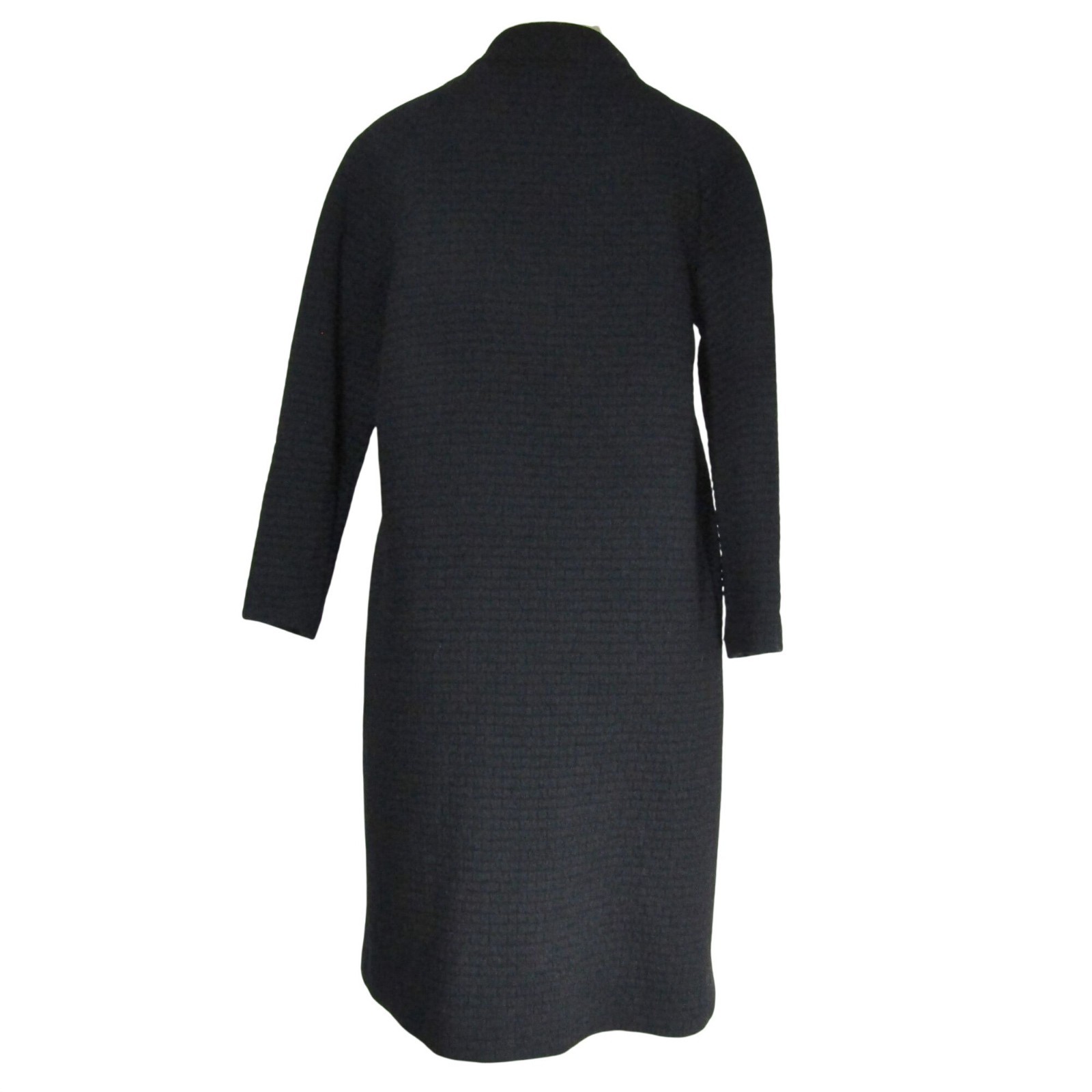 VTG 1960s Black Jackie O Mid Century Modern Minimalist Mad Men Mod Coat M