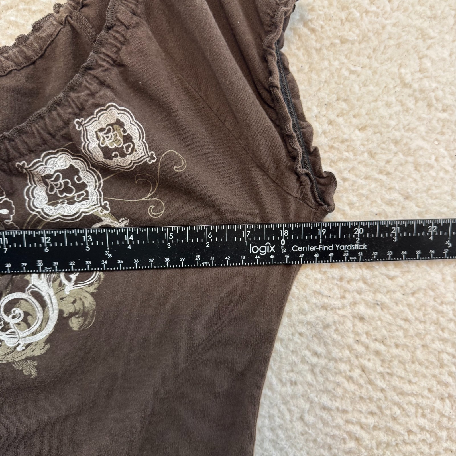 Y2K Vintage Top Shirt Medium Large Brown Milkmaid Peasant Boho Fairy Whimsigoth