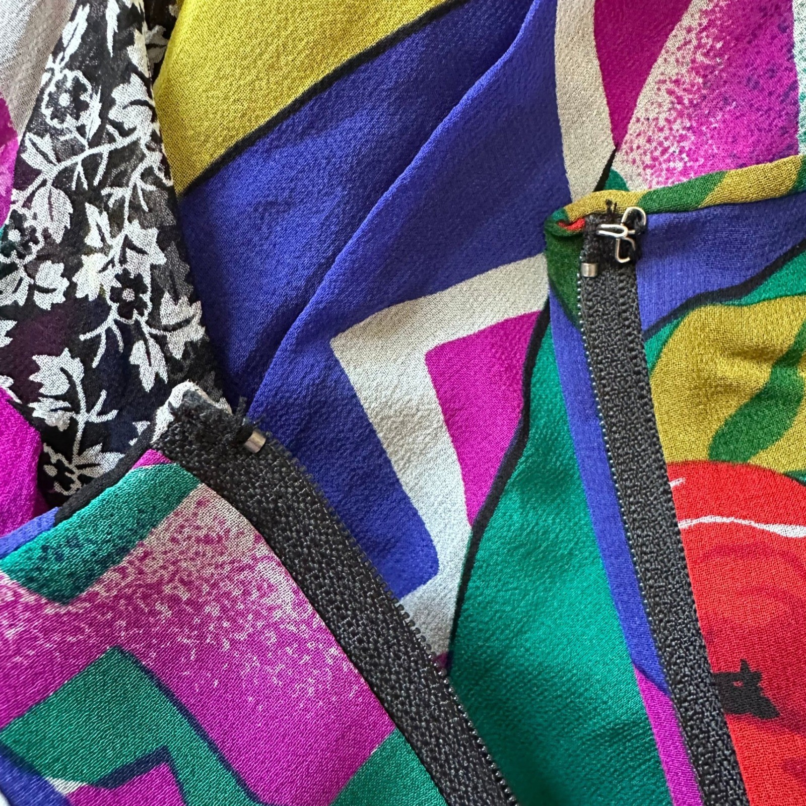 Rickie Freeman for Teri Jon Vintage Silk Abstract Maximalist Statement Skirt 4