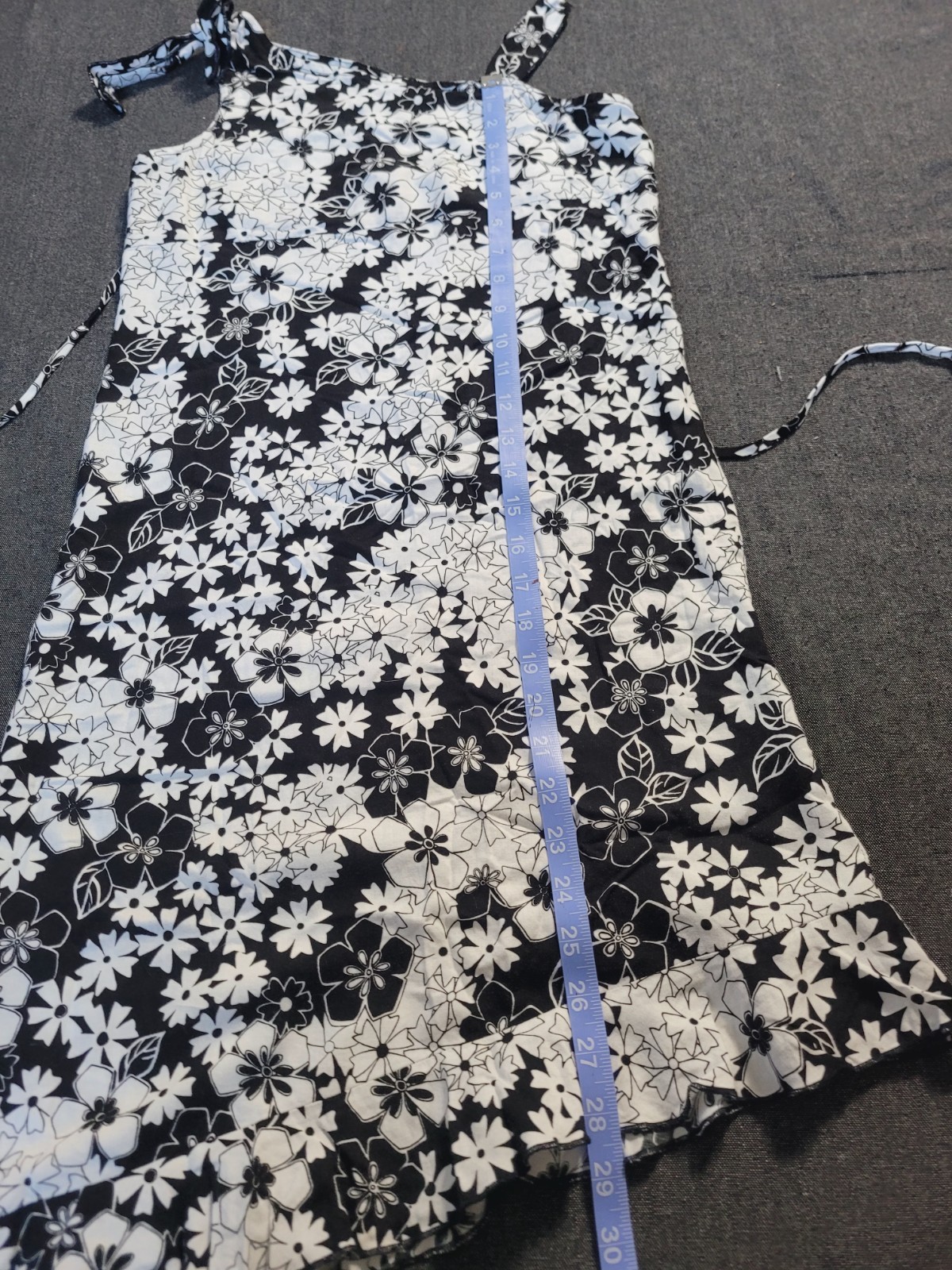 Vintage 80s 90s Black White Floral Mini Dress Ruffle Hem Amy Byer Summer XS/S