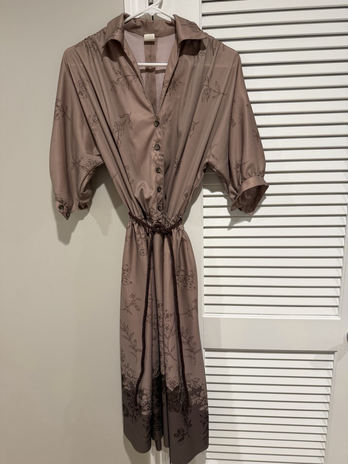 Womens Vintage Floral Print Hippie Boho Style Dress Earth Tones Size 12