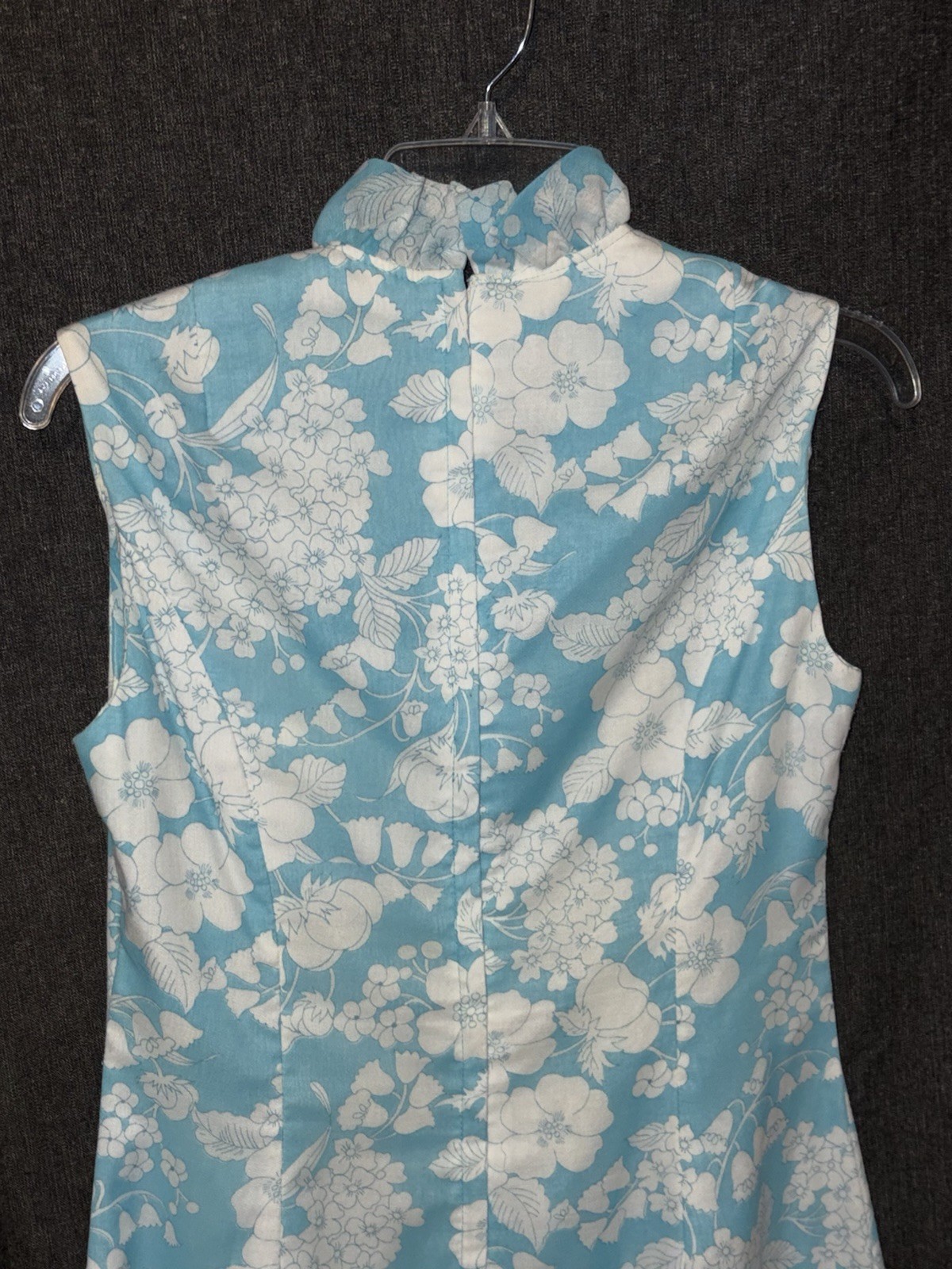 Vintage 60s 70s Edith Flagg Dress Turquoise Ruffled Neck Hem Lined Medium MCM