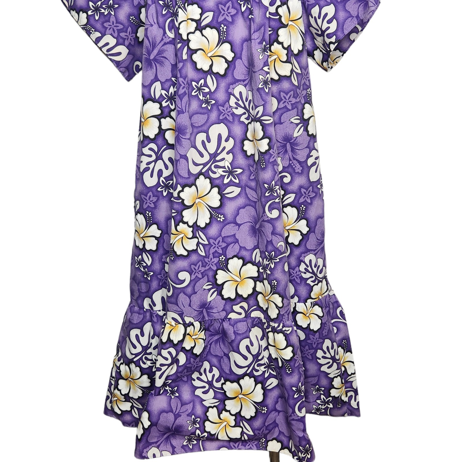 Vintage 80’s Jade Fashions Of Hawaii Dress Flower Purple MuMu Hibiscus Vacation
