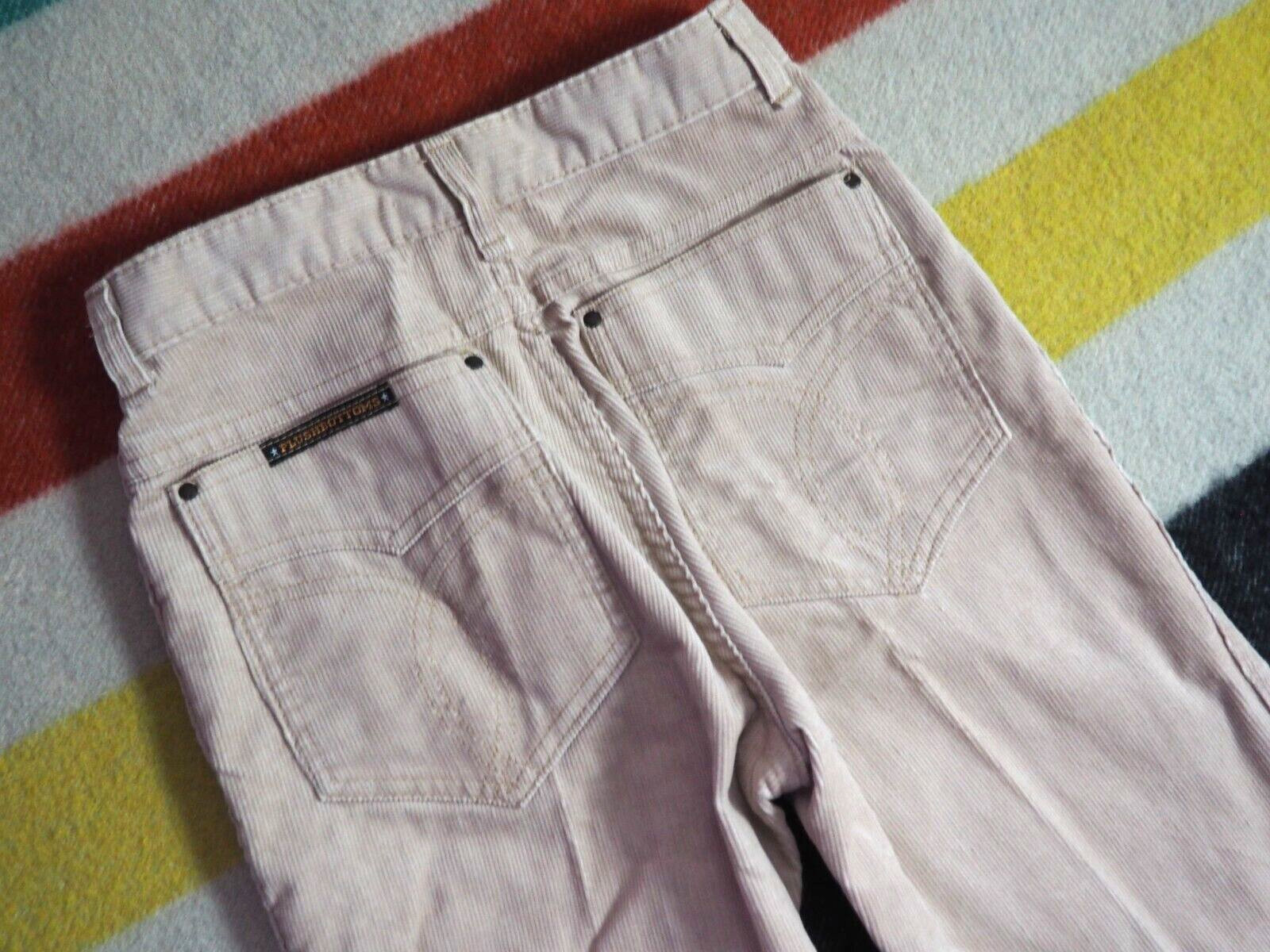 VTG 70s Plushbottoms Tan Corduroy Western Flare Bells 26×33 Talon Womens Pants