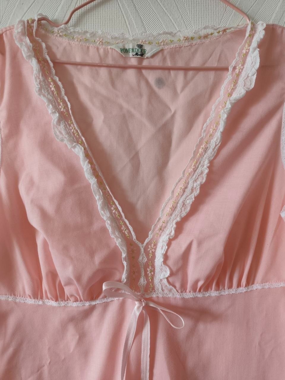 Pompadour Modell Vintage 70s Pink Babydoll Nightgown Cotton Blend Size 44 XL XXL