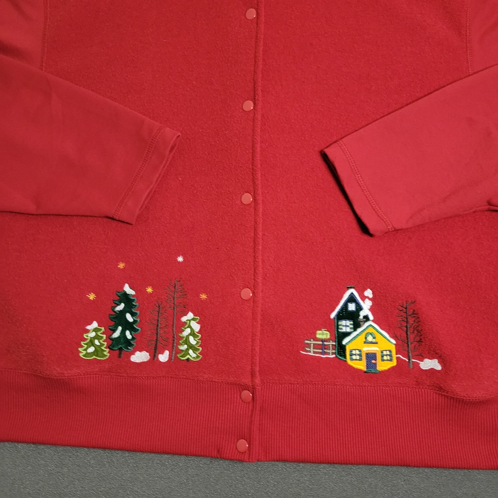 Vintage 80s Blast Sweater Women’s Large Cardigan Embroidered Red Christmas Xmas