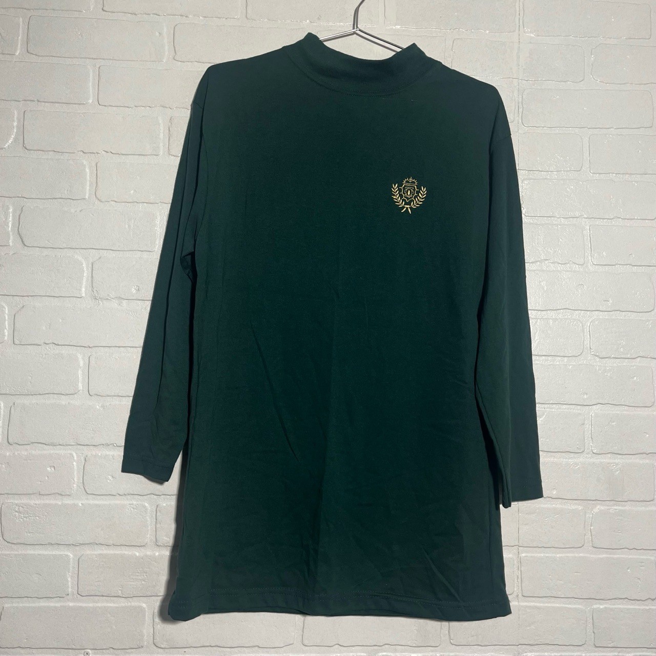 AVON STYLE Vintage Womens Sweater Medium Dark Green Vintage Mock Neck Crest Top