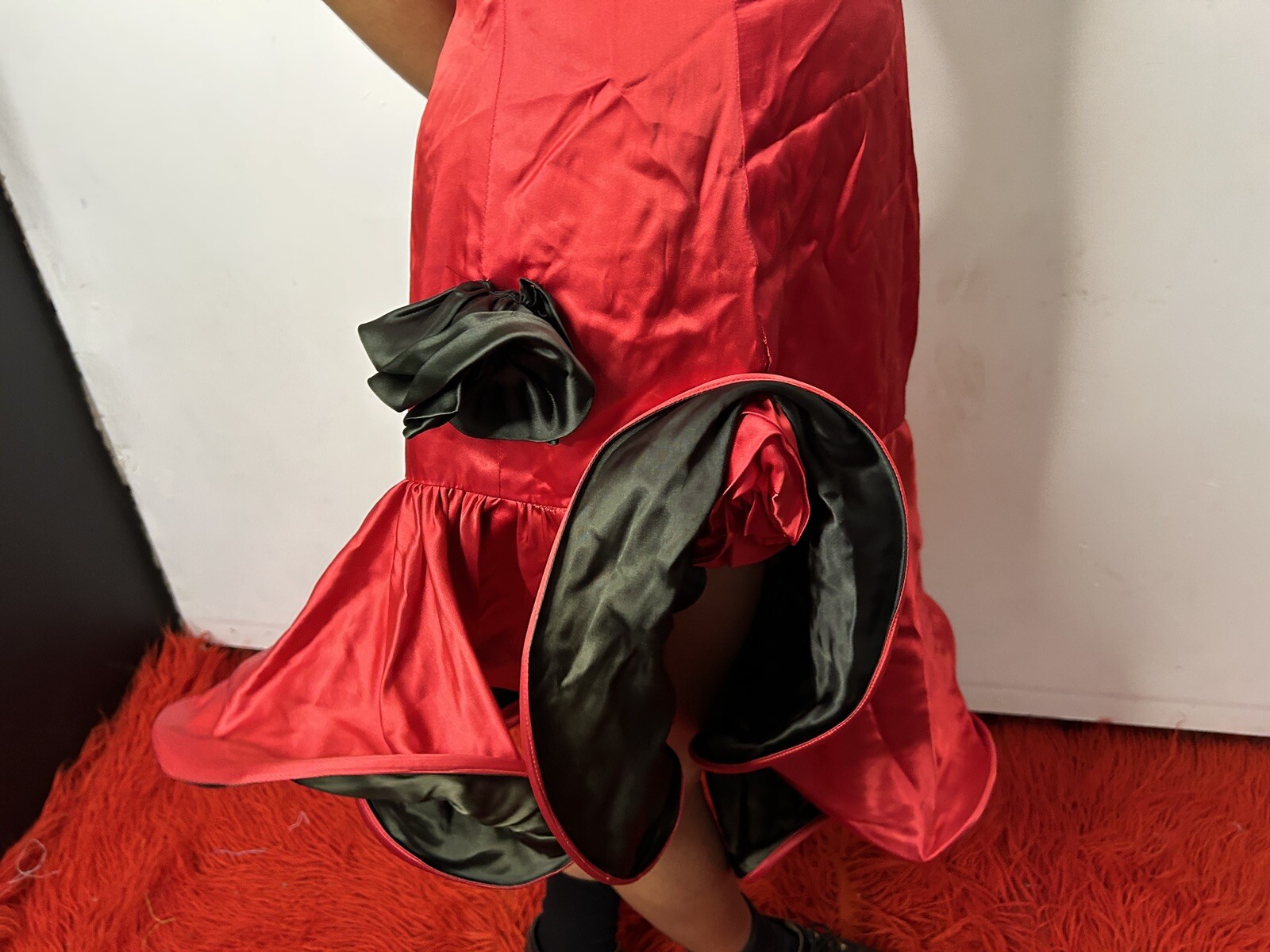 Vintage Australian 1980s MR K Red Prom Dress Hoop Wire Skirt Moulin Rouge AU 6