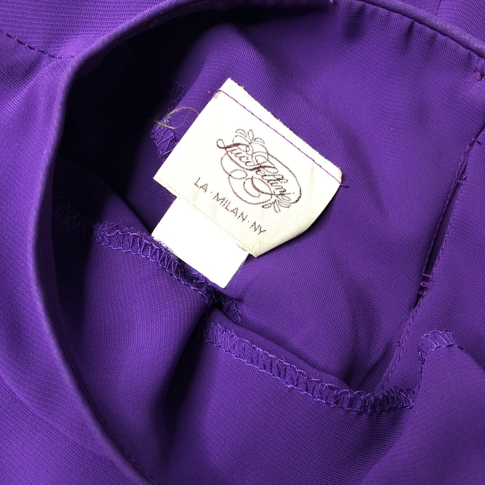 VTG 70s 80s Luci Pellini Balloon Sleeve Midi Dress in Plum Purple + Belt Fits: L