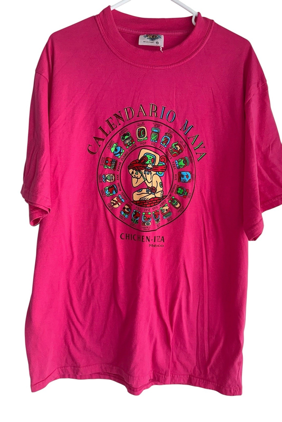 VTG Womens Yo-yo’s Beach Chichen Itza Mexico T Shirt Sz XXL Pink Mayan Calendar