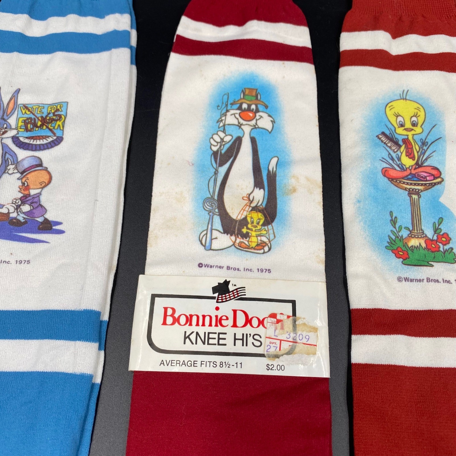 Bonnie Doon Looney Tunes Vintage 70s Knee High Socks Lot Bugs Tweety Woody 8-11