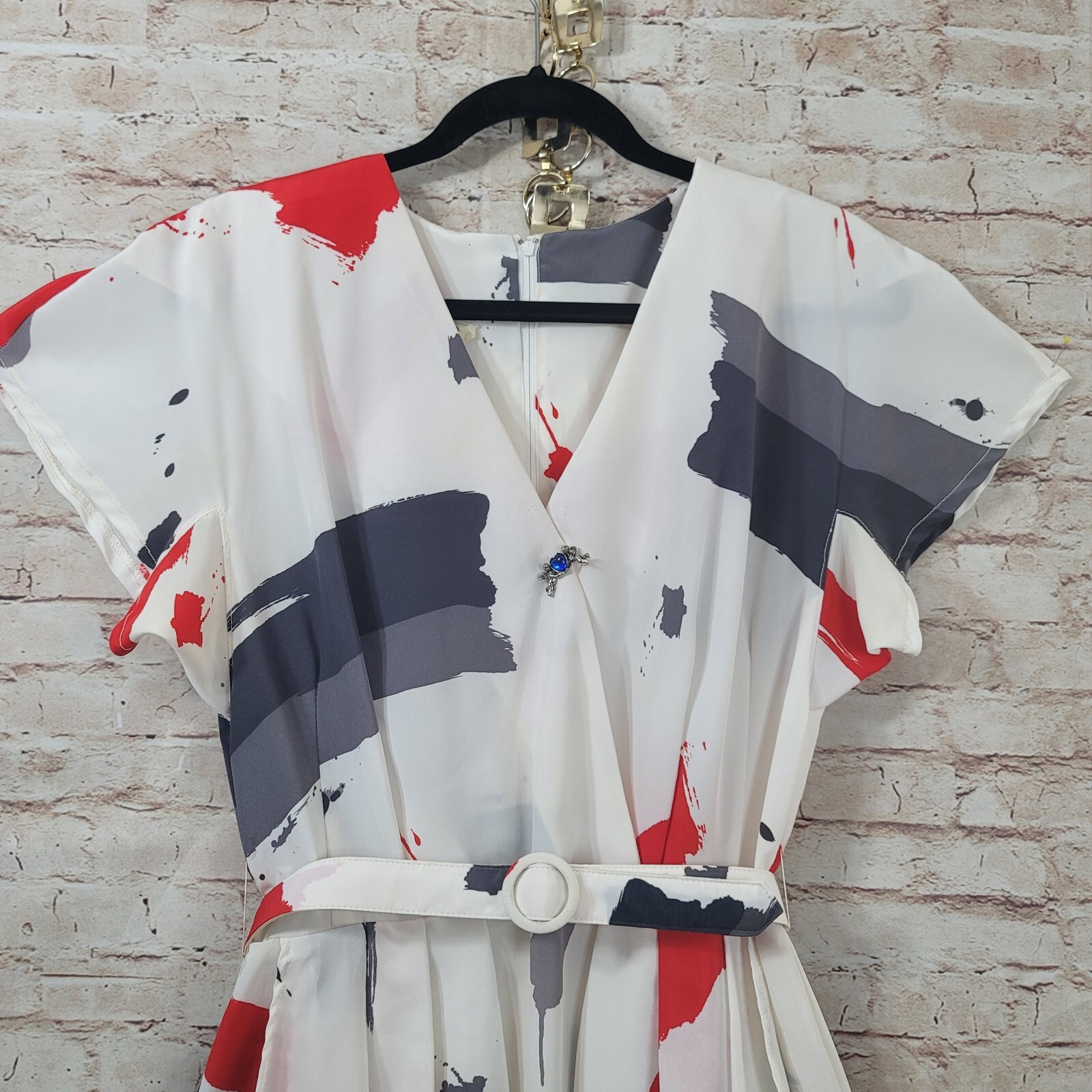 Vintage Ala Carte California Woman Med? Dress Belted Paint Splatter Light Weight