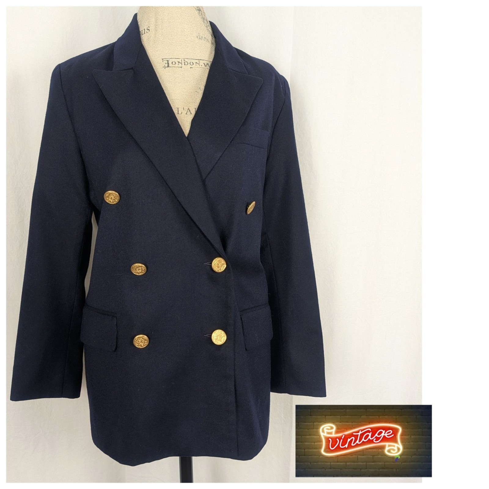 Vintage 90s Rafaella Blue Blazer Small Double Breasted
