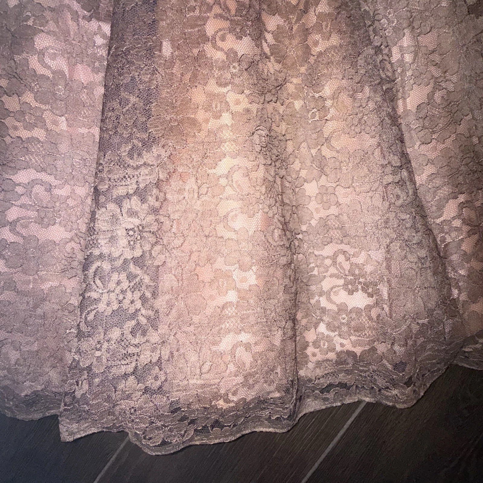 Vtg 1950s Emma Domb Pink Lace Party Dress Tea Fit & Flare Illusion Size XS *read