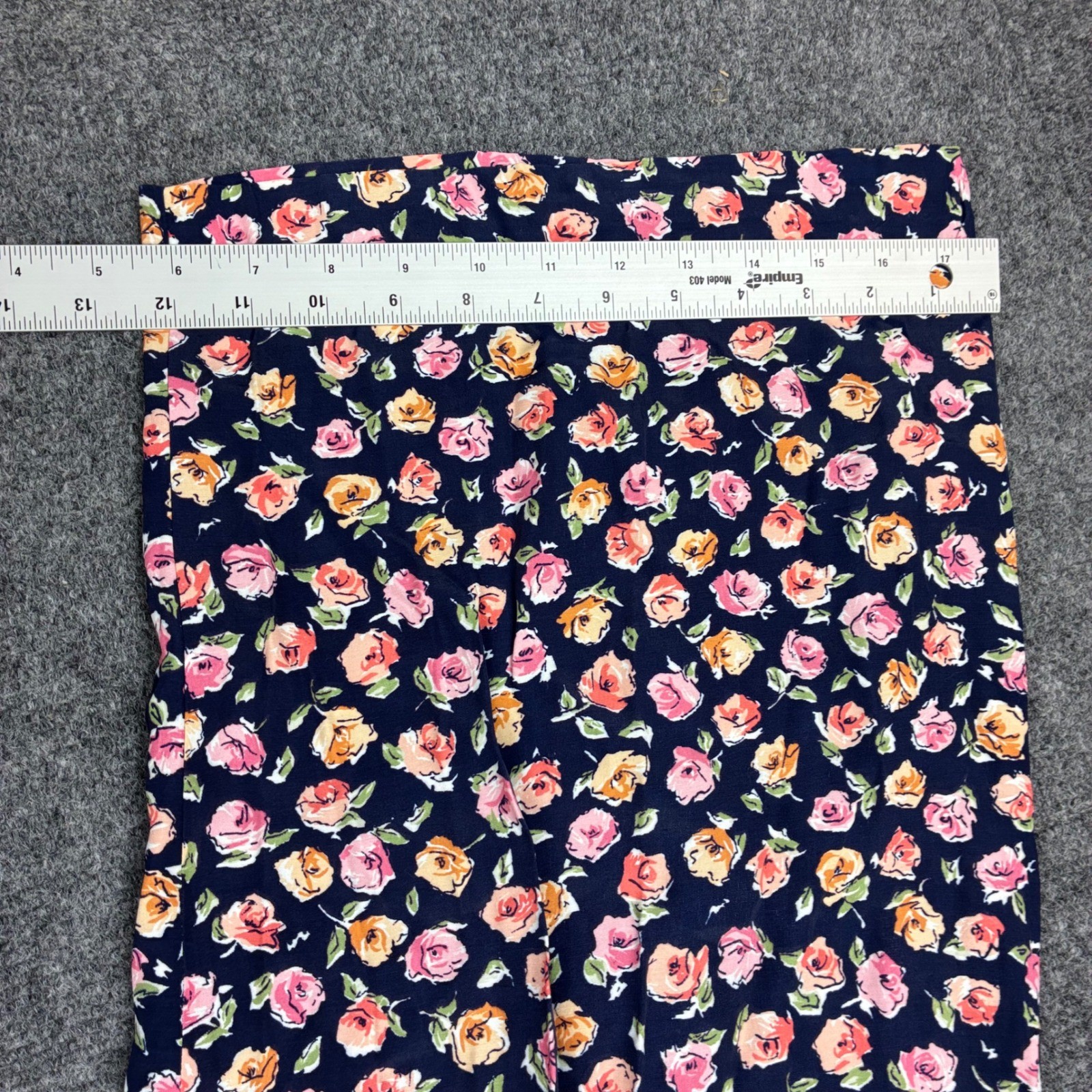 Vintage Wrapper USA Floral Wide Leg Pants Navy Pink Orange Rose Print Medium NWT