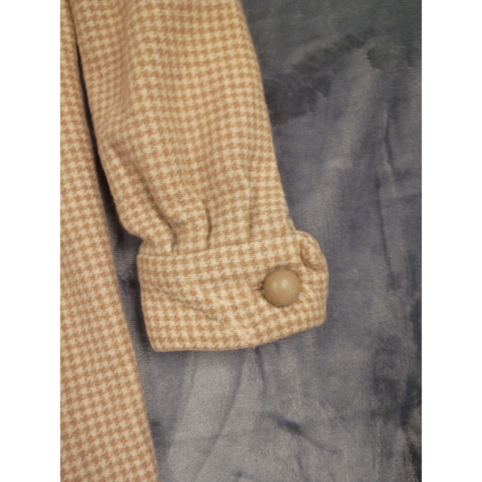 Boutique by Charles Cooper Vintage Houndstooth Dress Womens Tan Mod 60s 70s
