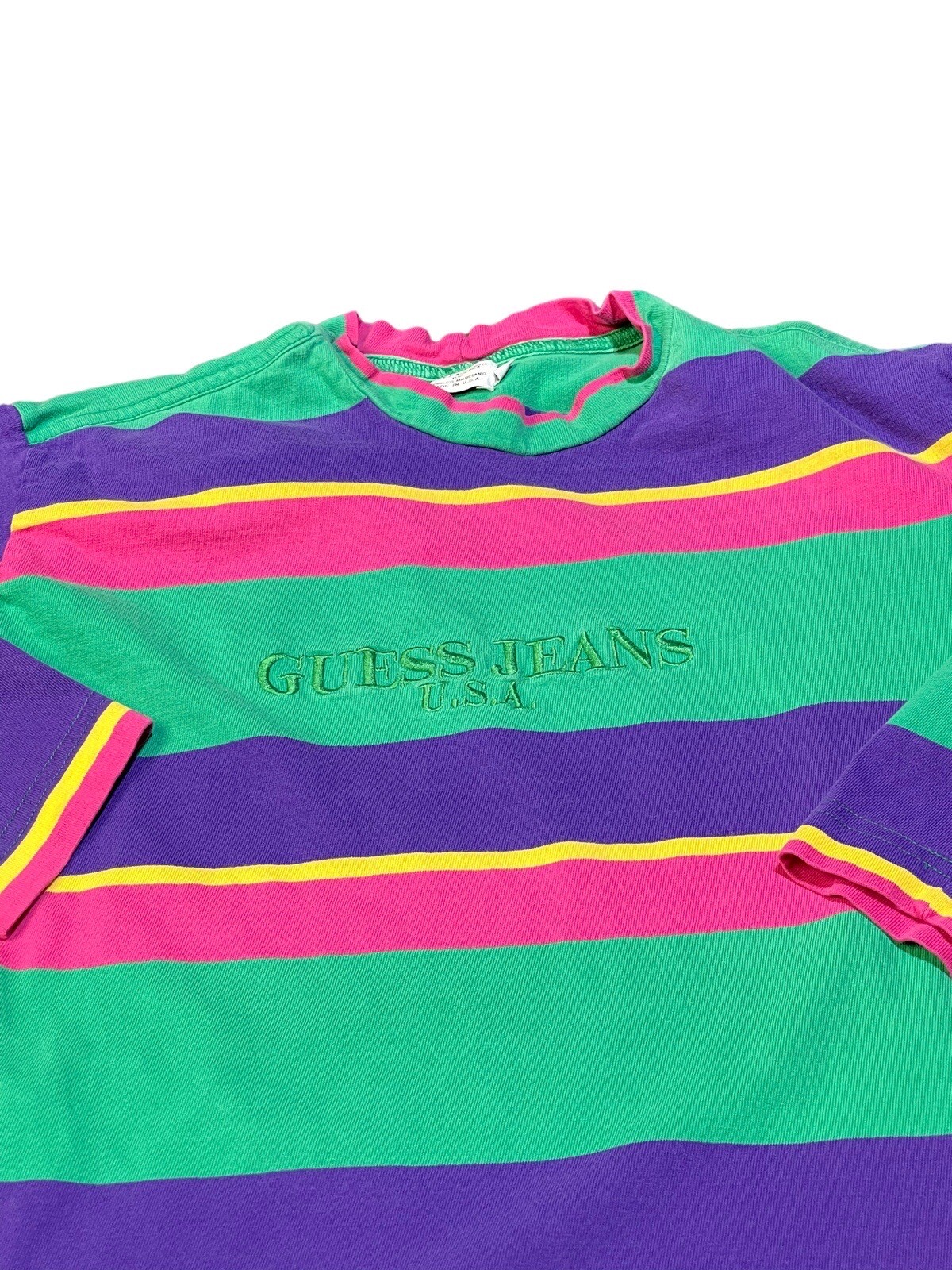 Vintage GUESS Jeans USA Spell Out Striped LS T Shirt Georges Marciano Women’s S