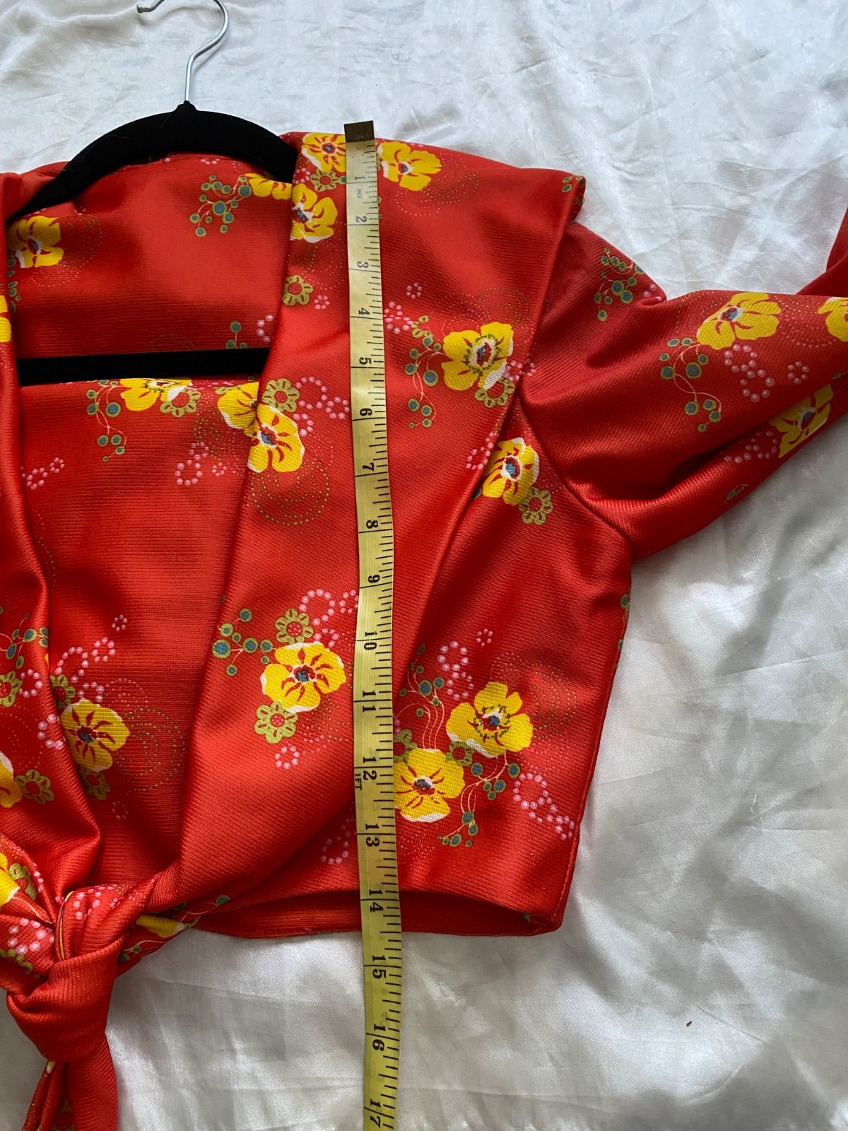 Rare Vintage 1970s Orange Floral Maxi Dress Jacket Hooded Boho Unique Small