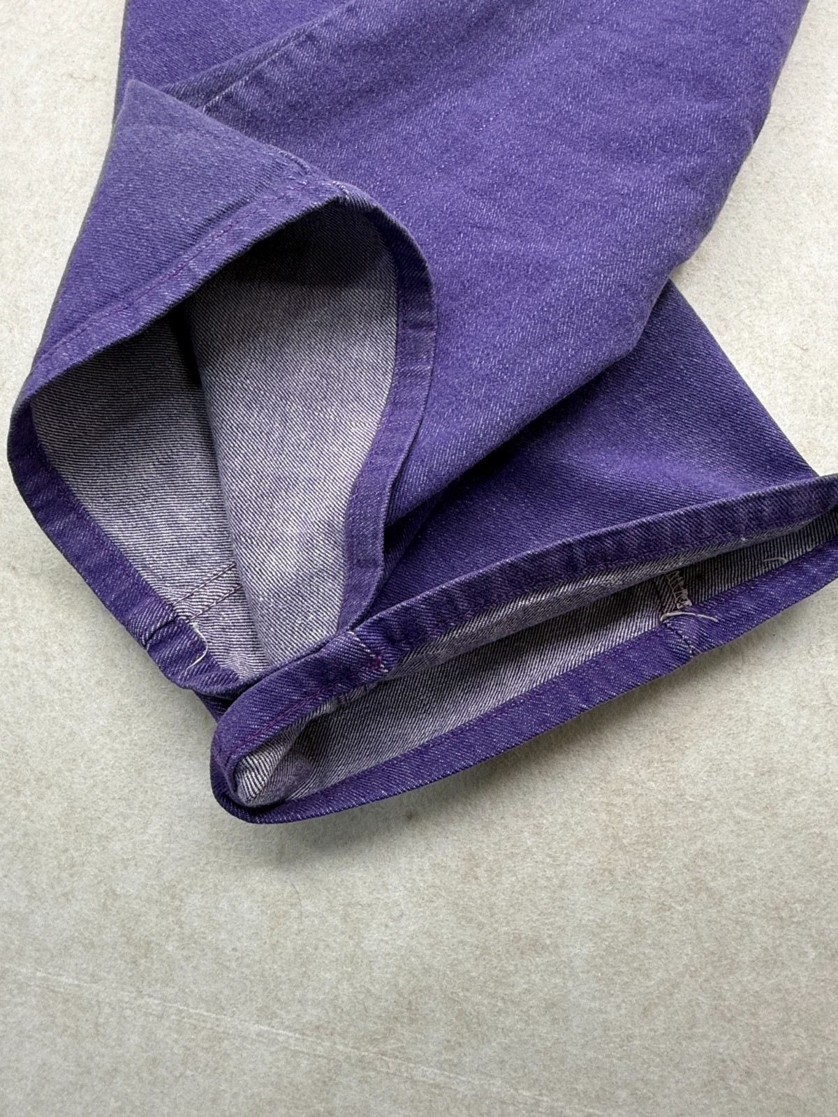 Vintage 1970s Maverick Blue Bell Purple Denim Jeans High Rise Bell Bottom USA 18