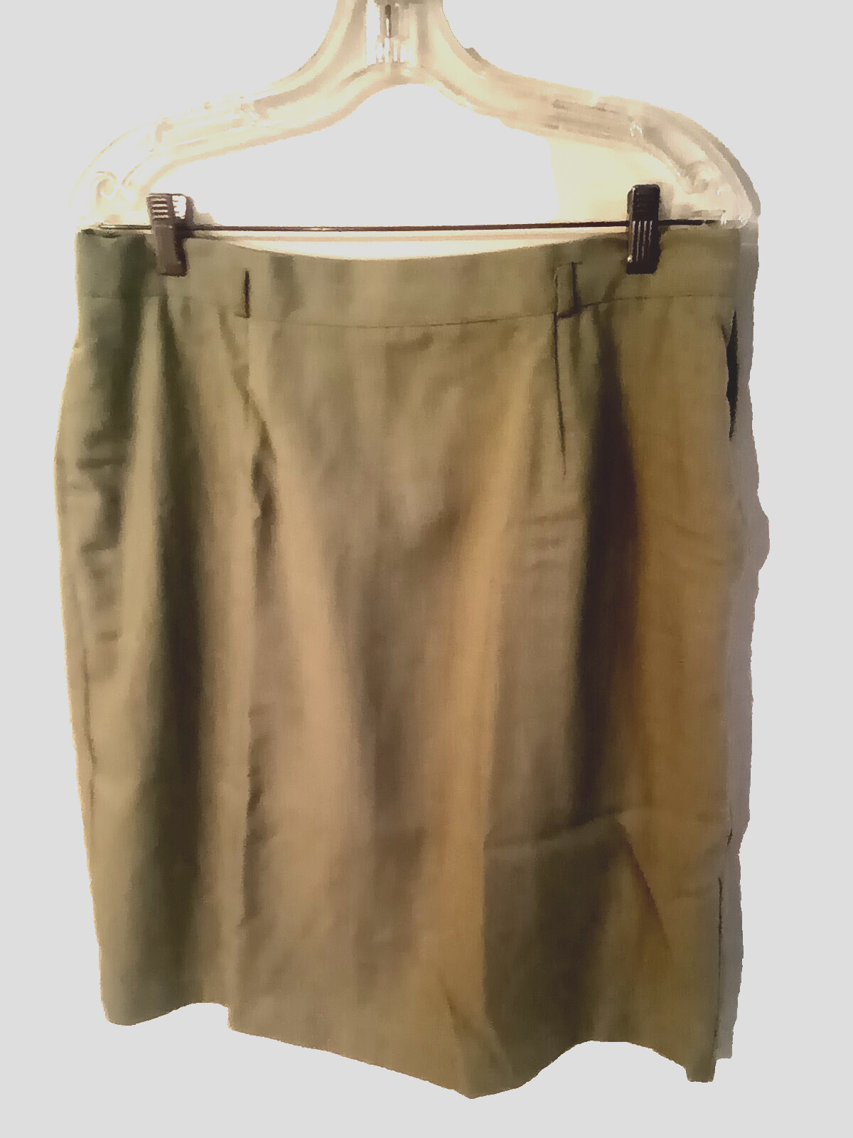 Vtg Cristin Stevens green skirt 18 polyester rayon above knee pockets zip button