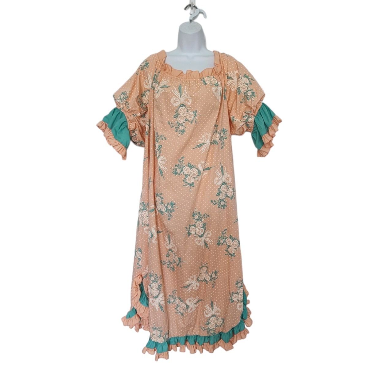 Vintage Princess Kaiulani Hawaiian Dress Muumuu Floral Bows Size 8 XL **Flawed
