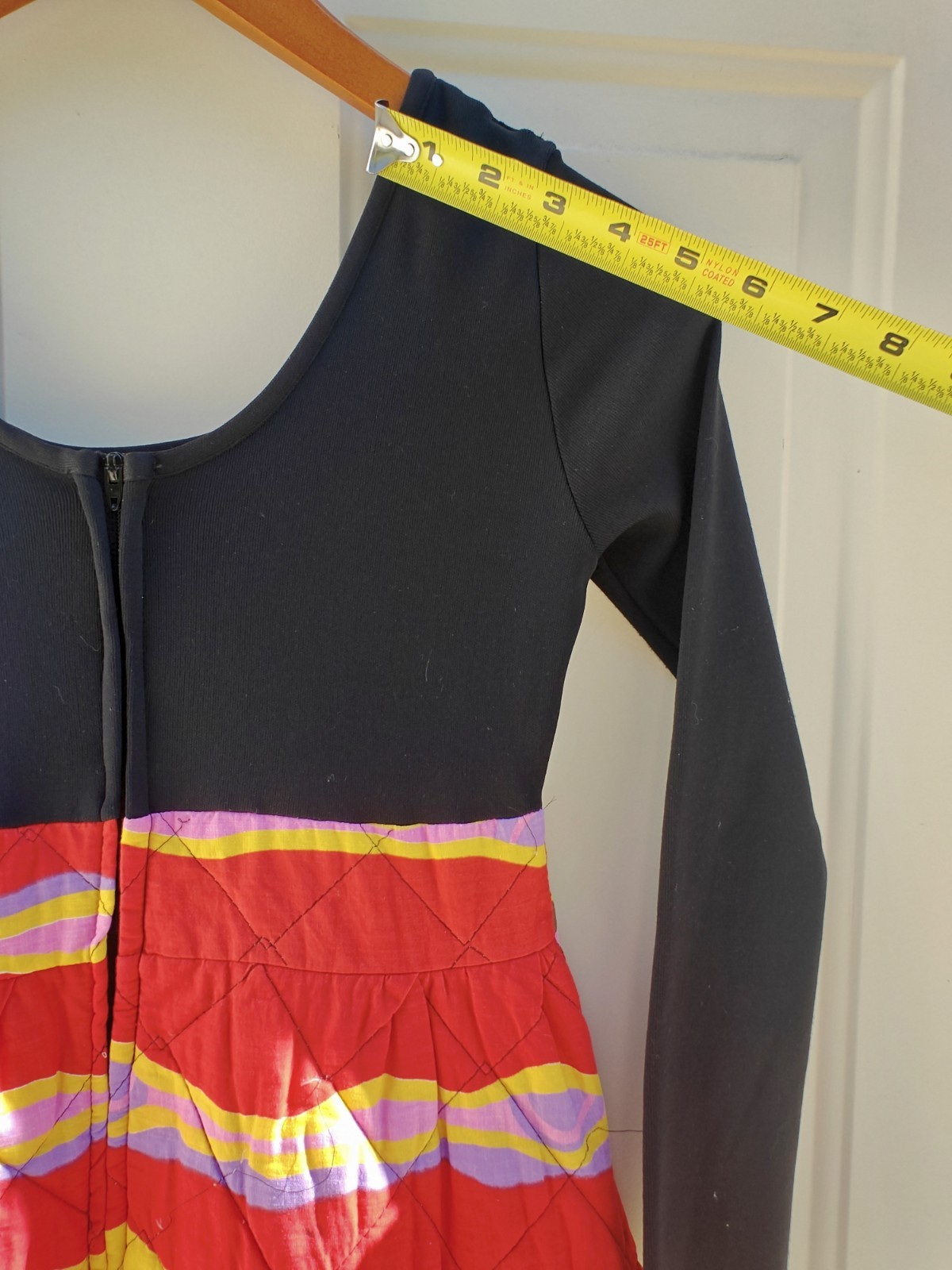 Rare Vintage 1970s Dutchess Jr. Loungewear Quilted Psychedelic Maxi Dress Usa