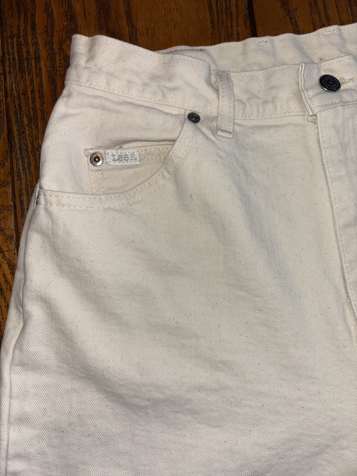 Vtg 80s Lee Mom Jeans Women’s 12L Off-White Cream Tapered High Rise 28 x 33 USA