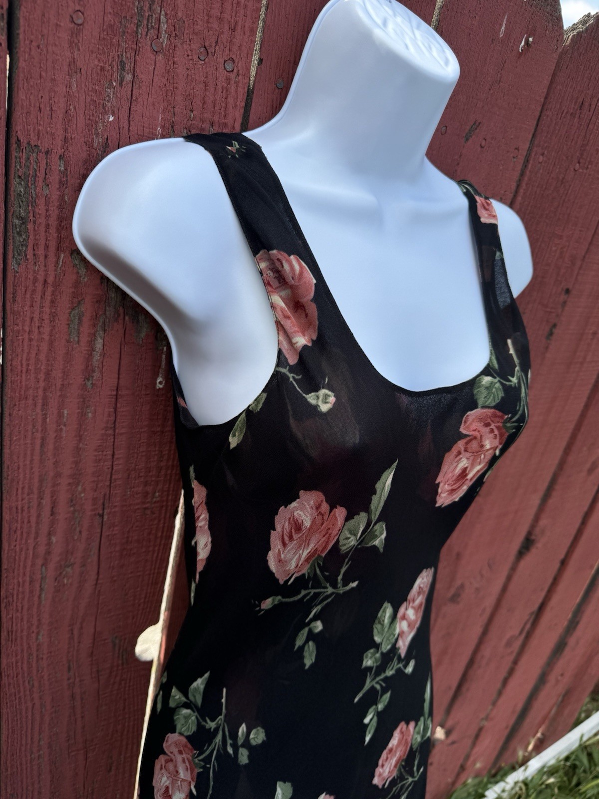 Vintage 90s Floral Maxi Slip Dress Whimsigoth Grunge Fairy Practical Magic Y2K