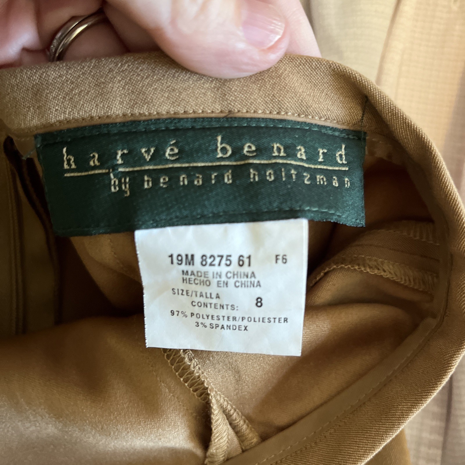 Vintage New Harve Bernard Skirt Jacket Suit Set Camel Tan Y2K Career Sz 6/8