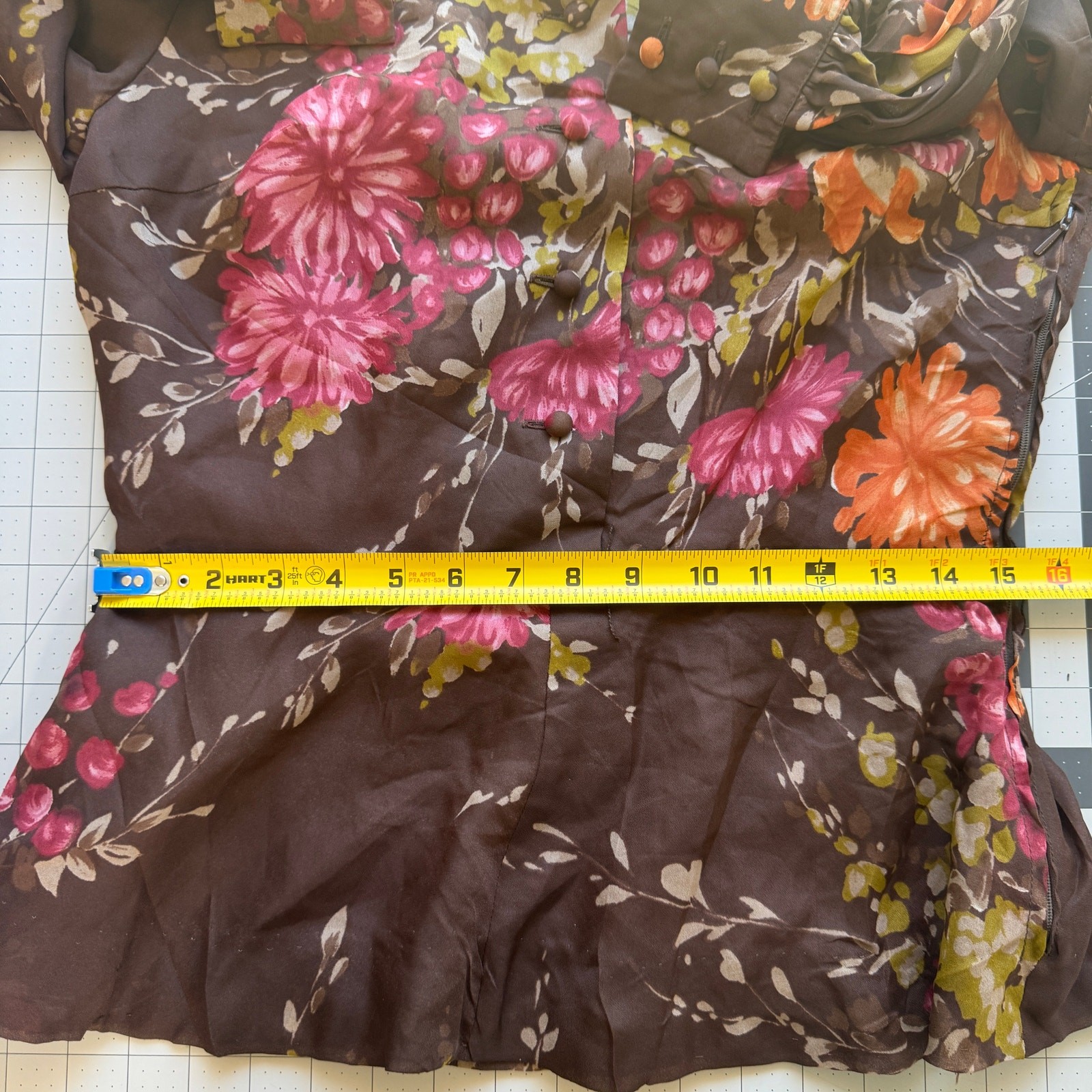Vintage 1970s Zollner Modell German Floral Blouse Sheer Bishop Sleeve Peplum