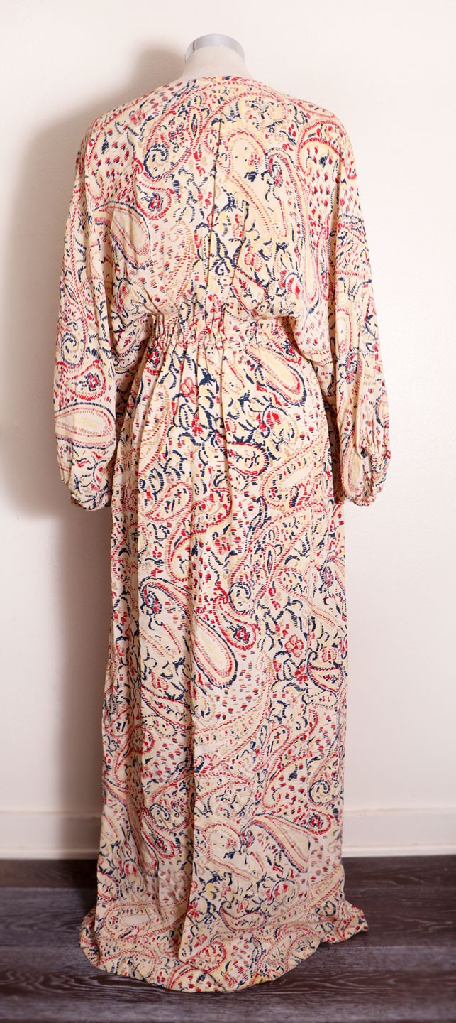 30’s 40’s Long Dress Dolman Sleeves Evening Gown Paisley Vintage antique