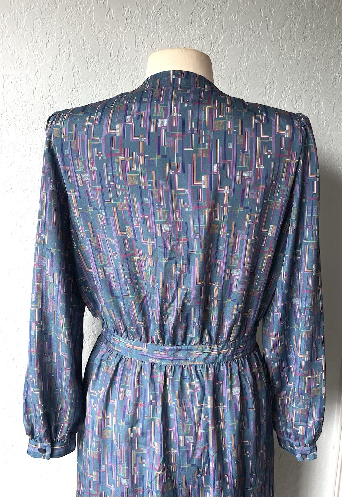Vintage 80s Silksensible Tea Dress Size 14 Shoulder Pads Retro Cottagecore EUC