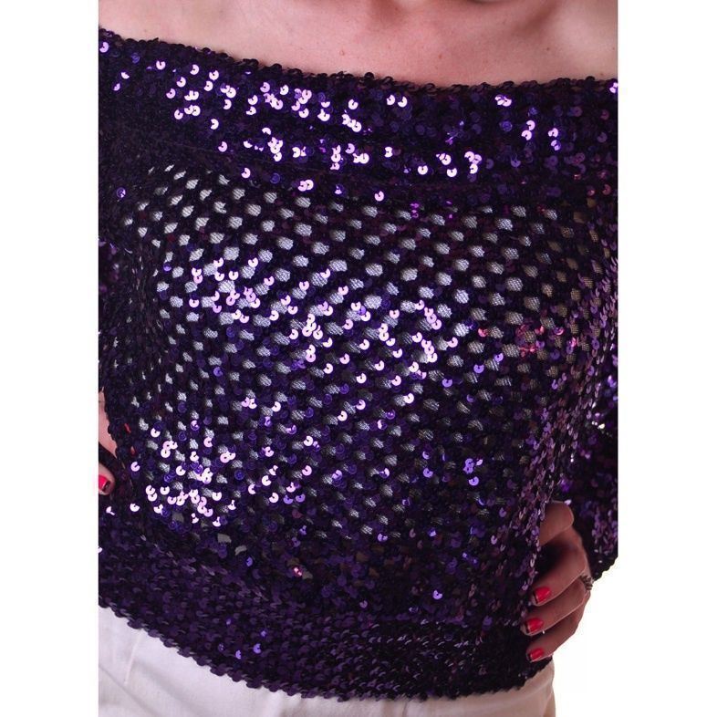 Vintage 80s Sequin Sweater Partique Disco Glam Shawl Collar Medium