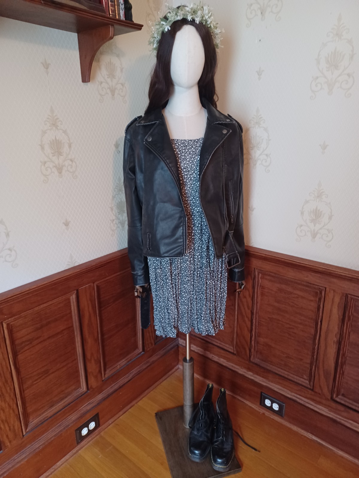Vintage 80s/90s Semi-Sheer Black and White Floral Grunge Babydoll Dress
