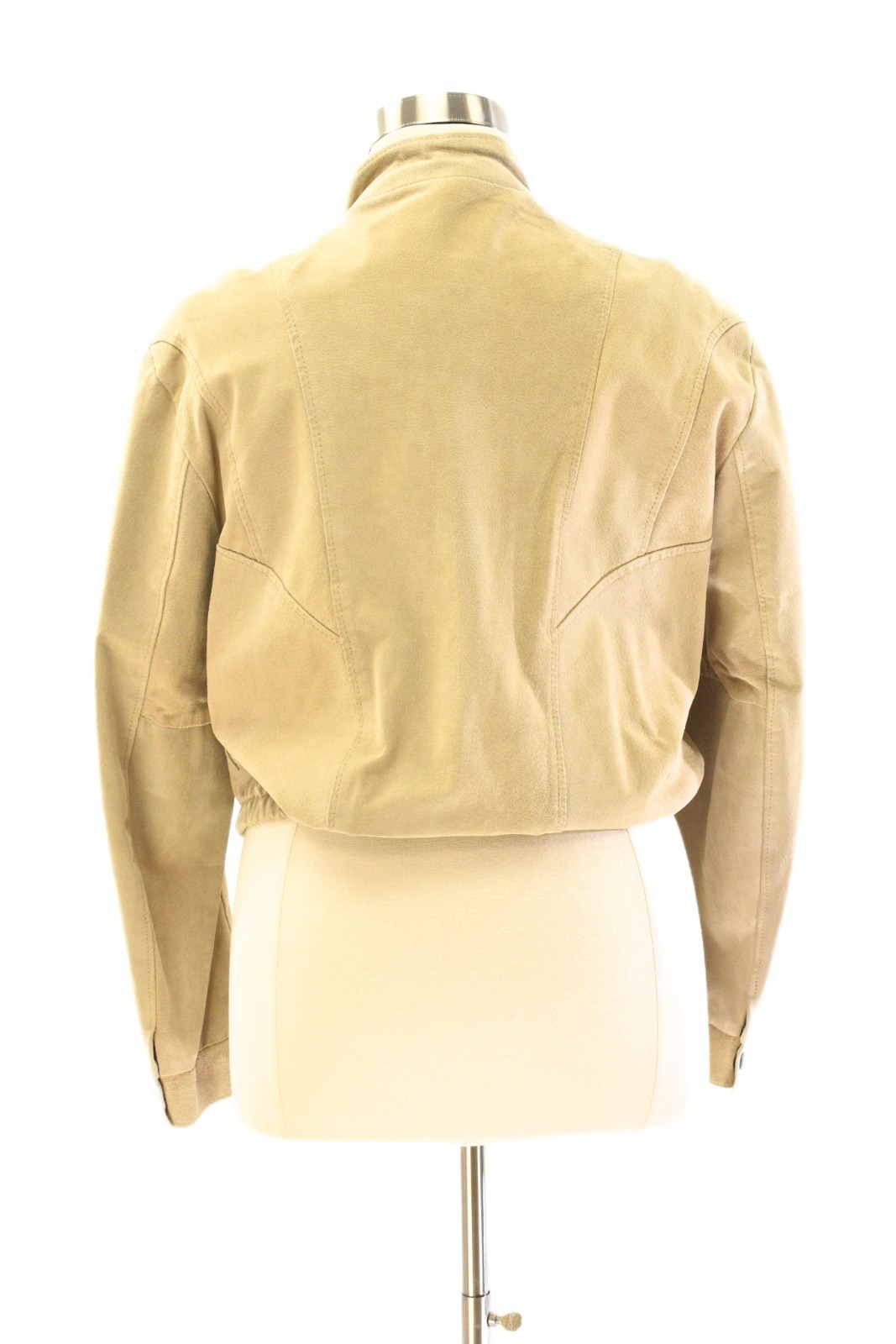 80s Vintage Beige Suede Seamed Leather Bomber Jacket Womens XL Leather Attic