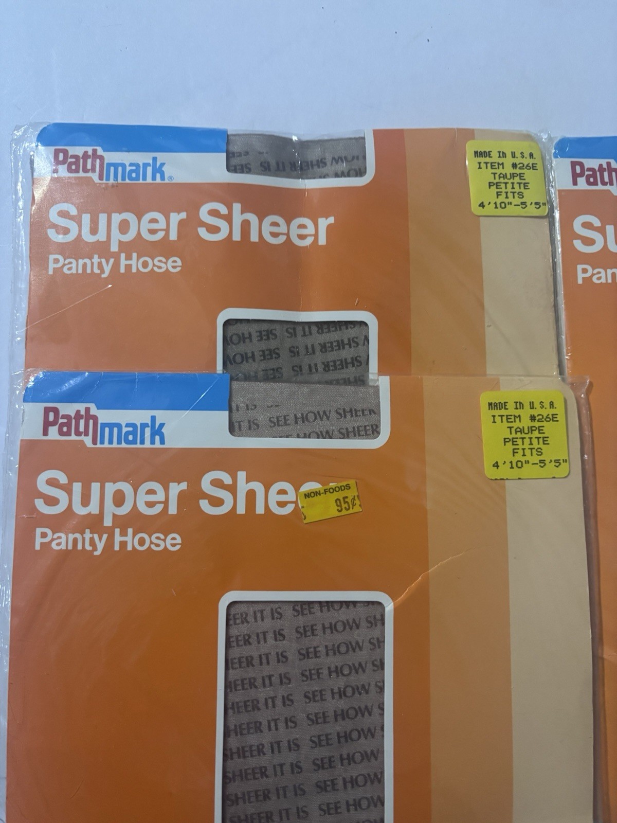 Pathmark Vintage Super Sheer Panty Hose Size Petite Nude Taupe 3 Pairs