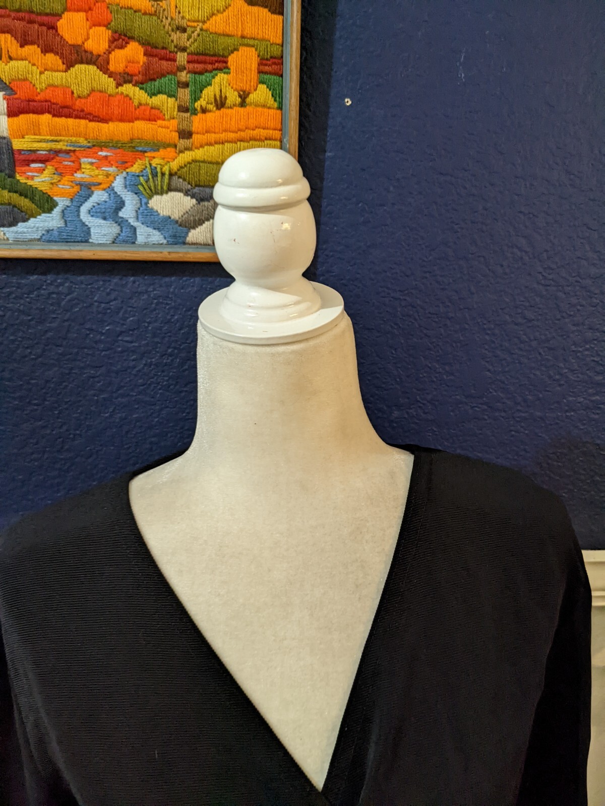 VTG Claudia D Black Wrap V-Neck Pullover V-Neck Top Blouse Sz Medium M