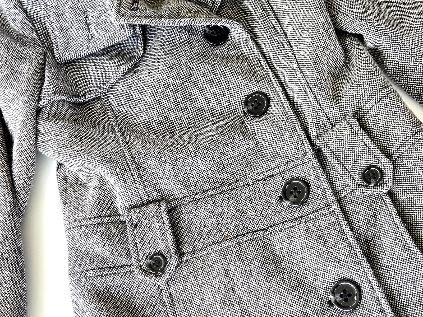 Vintage GUESS Wool Blend Pea Coat Black & White Tweed Women’s Size Small