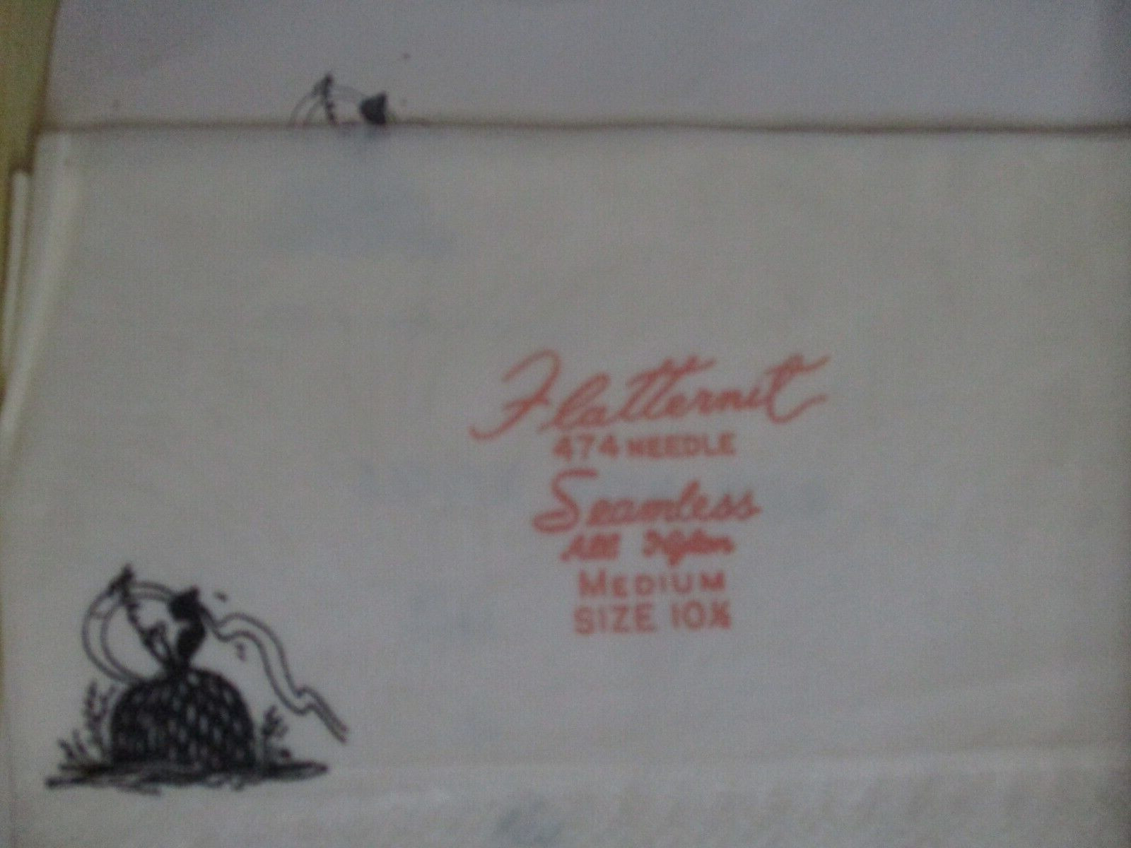 1PR VINTAGE FLATTERNIT RHT SHEER FLAT KNIT NYLON STOCKINGS SZ 10 1/2 LONG WHITE