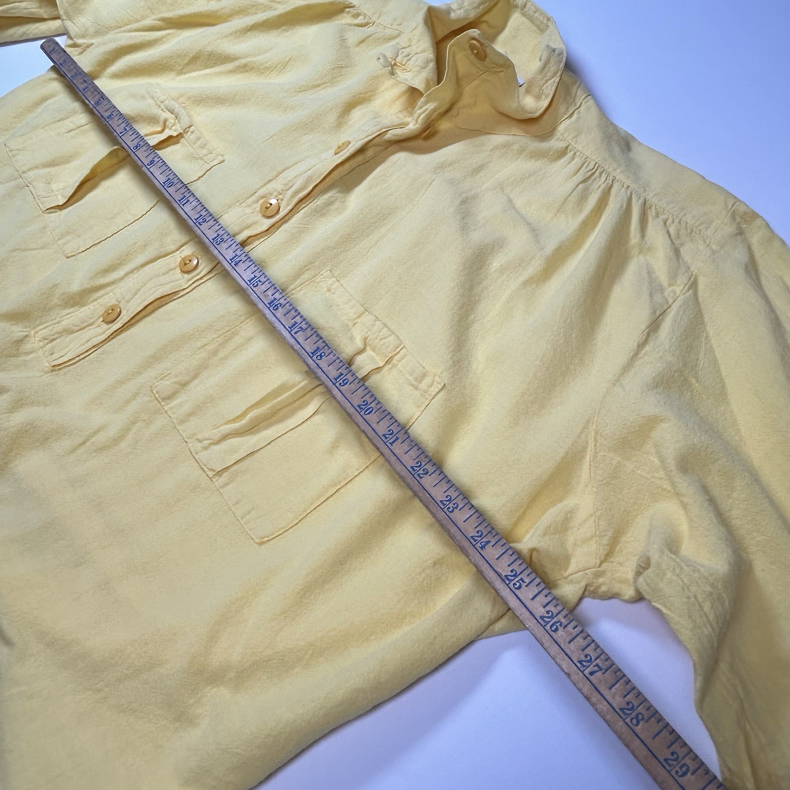 Vintage 80’s Bright Yellow Cotton Tie Front Shirt Blouse Aries & Taurus size M/L