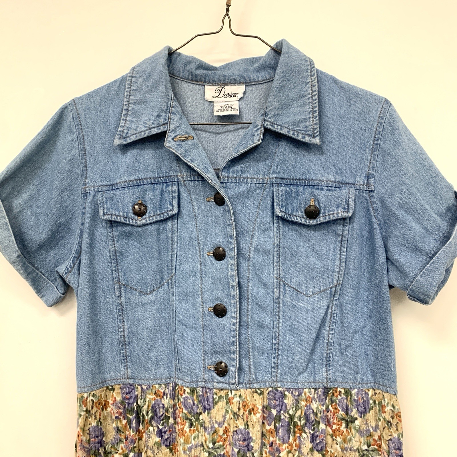 Vintage Darian Cottagecore Shelf Dress Size 10 Denim Top Rayon Bottom